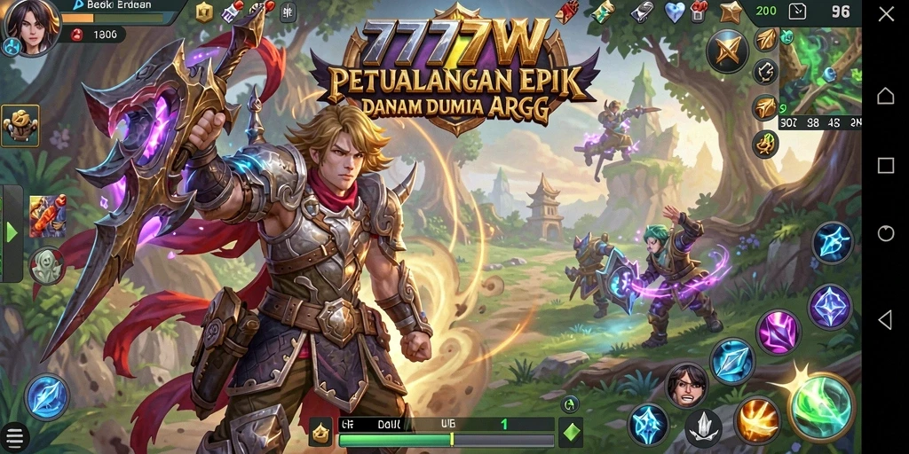 Menampilkan aksi pertarungan seru dalam game ARPG 7777W.