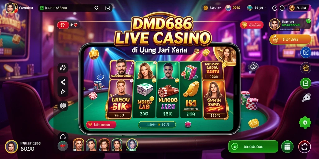 Screenshot gameplay Live Casino DMD686 dengan dealer langsung dan suasana yang mendebarkan.