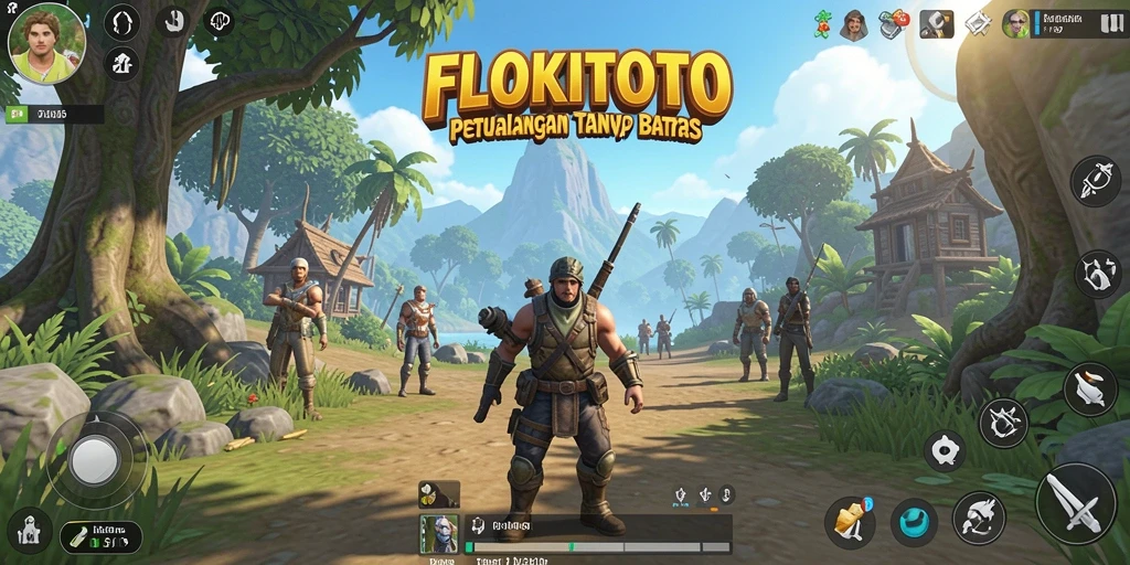 Tampilan gameplay Open World dalam FLOKITOTO yang memukau.