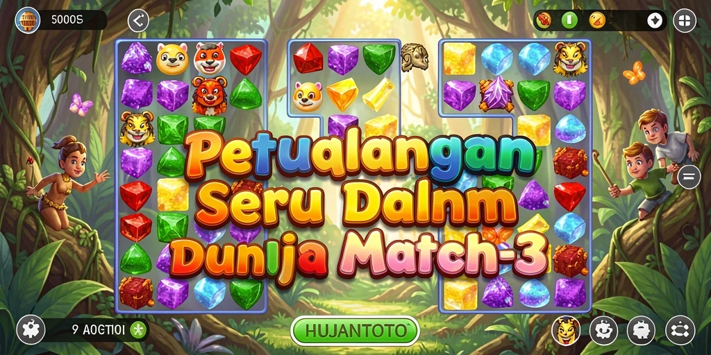 Screenshot HUJANTOTO menampilkan suasana berwarna-warni dari gameplay Match-3.