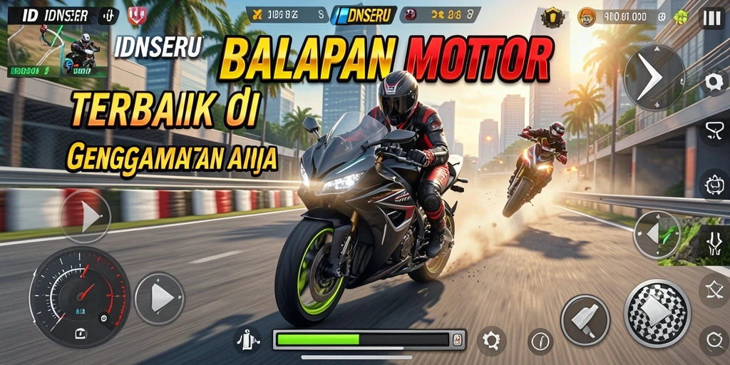 Gameplay seru balapan motor di IDNSERU yang menantang.