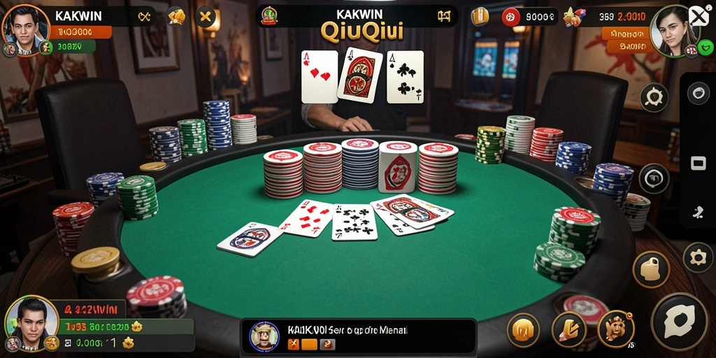 Screenshot KAKWIN menampilkan gameplay seru permainan QiuQiu.