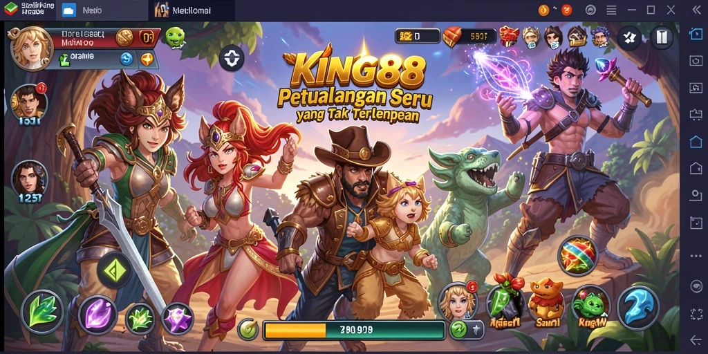 Screenshot KING88 menampilkan pemain menjelajahi hutan misterius.