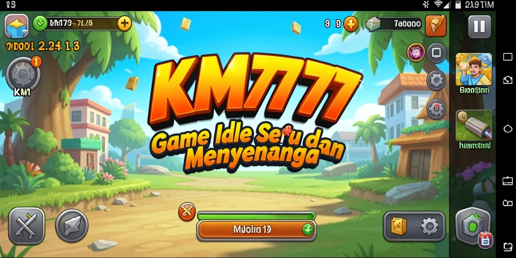 Screenshot gameplay KM777 menampilkan suasana santai dengan elemen produksi yang mengalir.