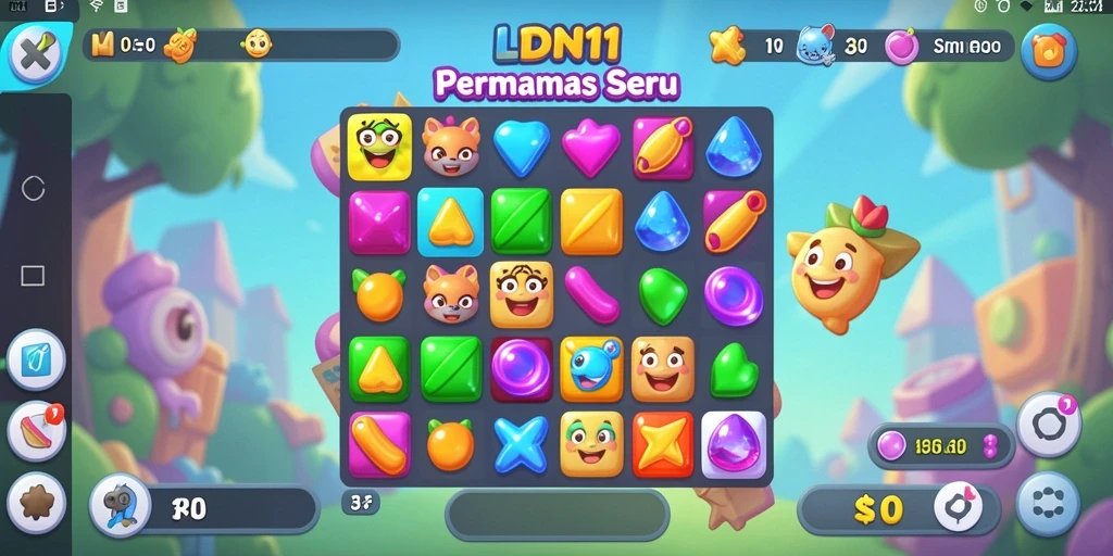 Tampilan gameplay seru LDN11 dengan elemen Match-3 menantang.