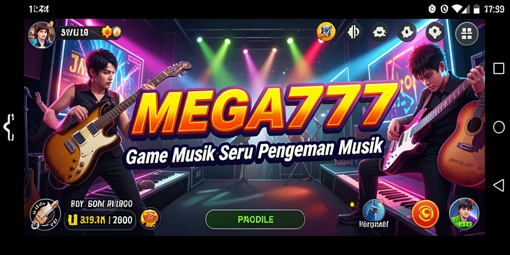 Tampilan antarmuka MEGA777 dengan gameplay musik yang menawan.