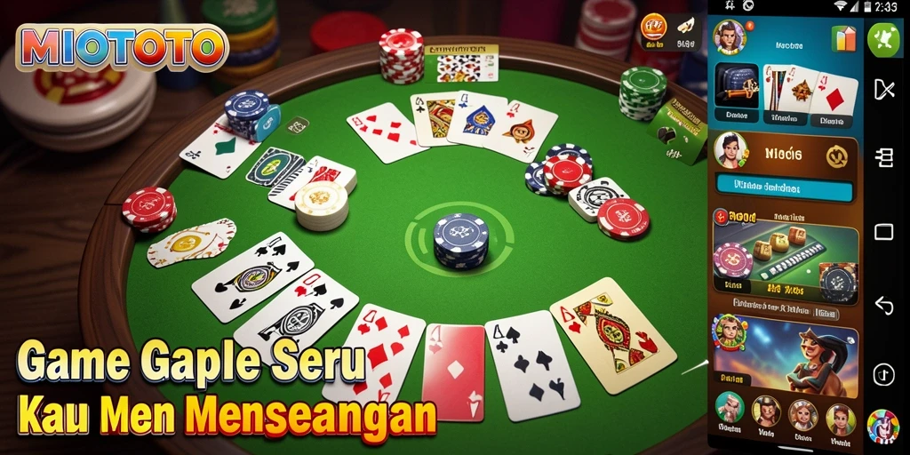 Tampilan gameplay Gaple yang menarik dan interaktif di MIOTOTO.