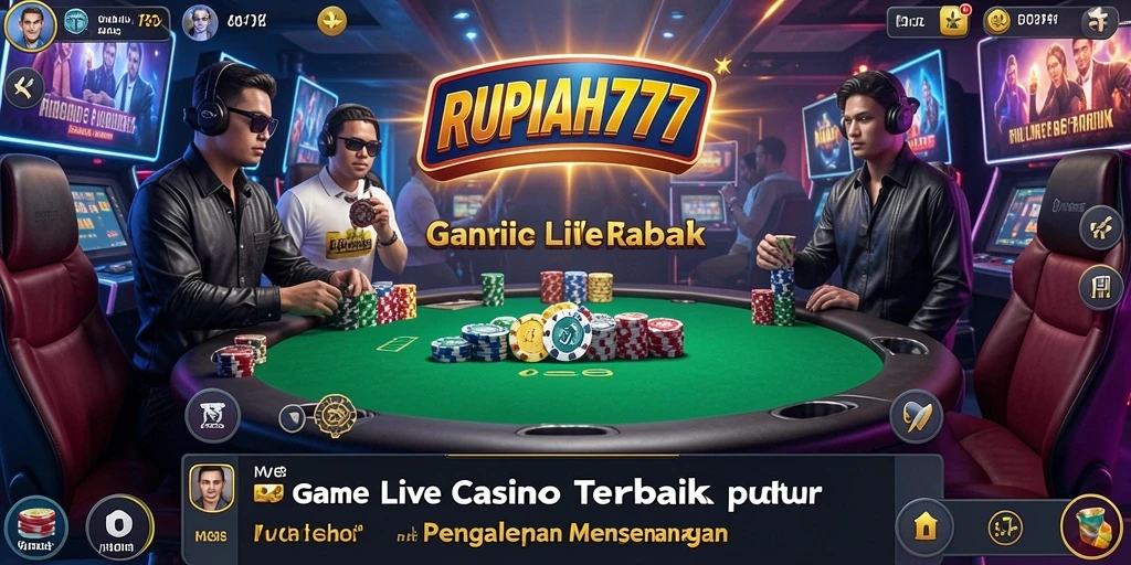Screenshot gameplay RUPIAH777 menampilkan dealer dan tabel permainan Live Casino.