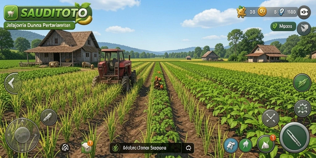 Screenshot gameplay SAUDITOTO dengan tampilan kebun yang indah.