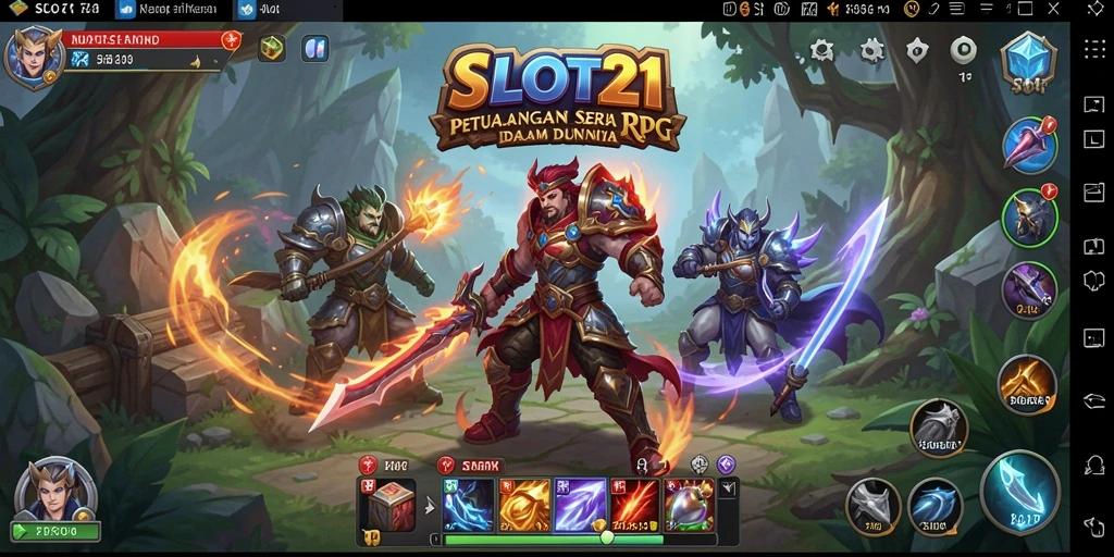 Screenshot menampilkan karakter dalam pertarungan epik di dunia RPG.