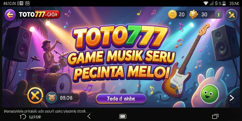 Tampilan utama TOTO777 menampilkan gameplay musik yang seru.