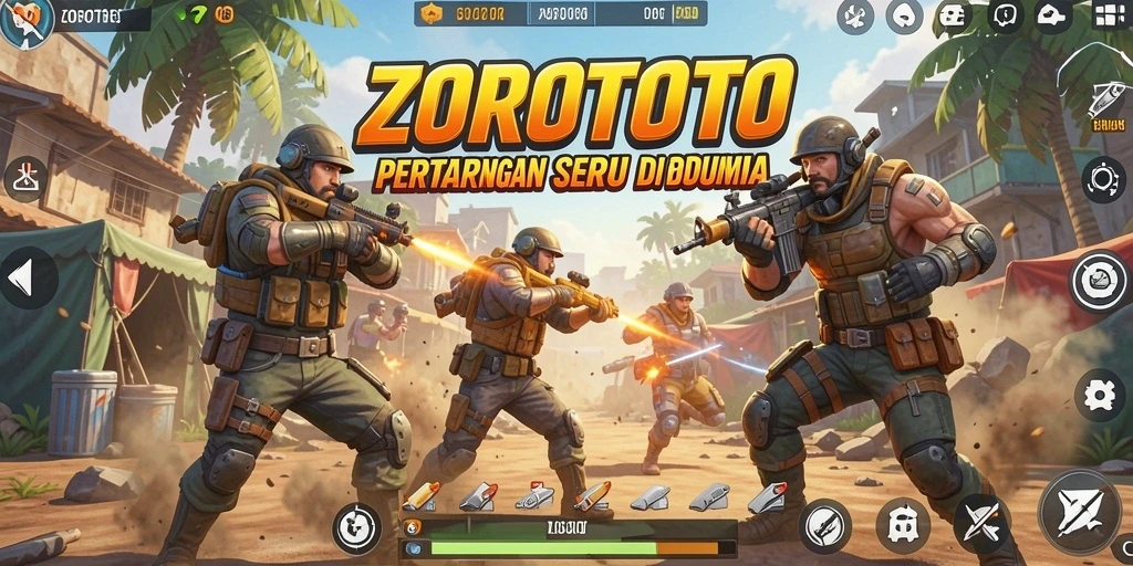 Tampilan gameplay seru dalam ZOROTOTO di arena Battle Royale.